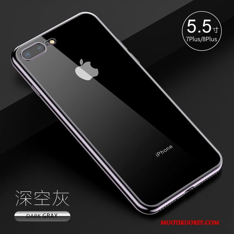 iPhone 8 Plus Kuori All Inclusive Ultra Pehmeä Neste Murtumaton Ohut Hopea Silikoni