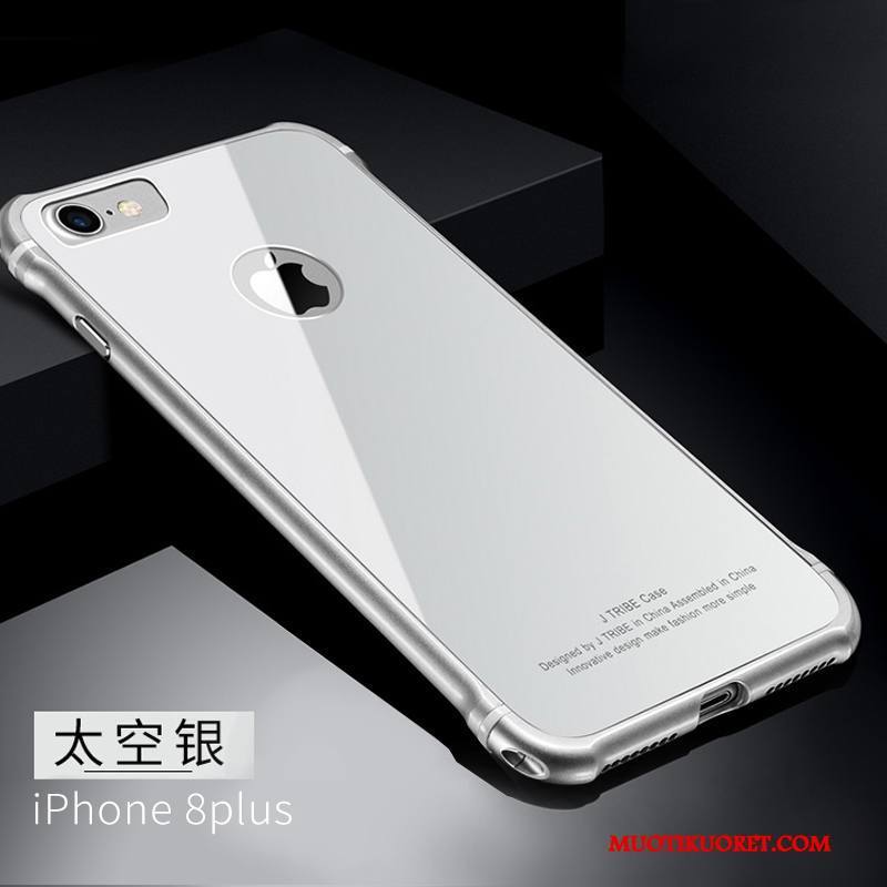 iPhone 8 Plus Kuori Lasi Suojaus Musta Murtumaton Puhelimen Kuoret Metalli Trendi