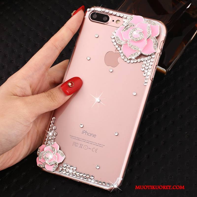 iPhone 8 Plus Kuori Rhinestone Inlay Strassi Suojaus Kotelo Läpinäkyvä Jauhe Puhelimen Kuoret