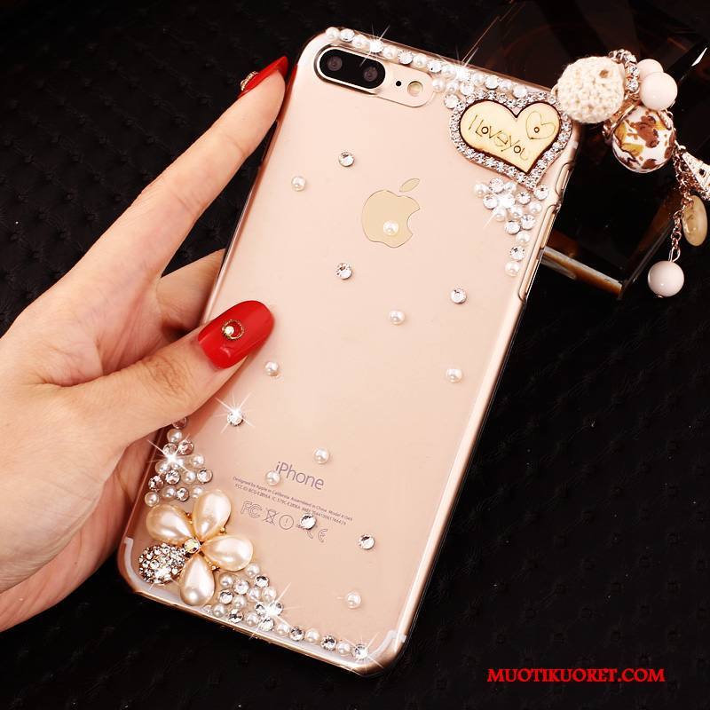 iPhone 8 Plus Kuori Rhinestone Inlay Strassi Suojaus Kotelo Läpinäkyvä Jauhe Puhelimen Kuoret