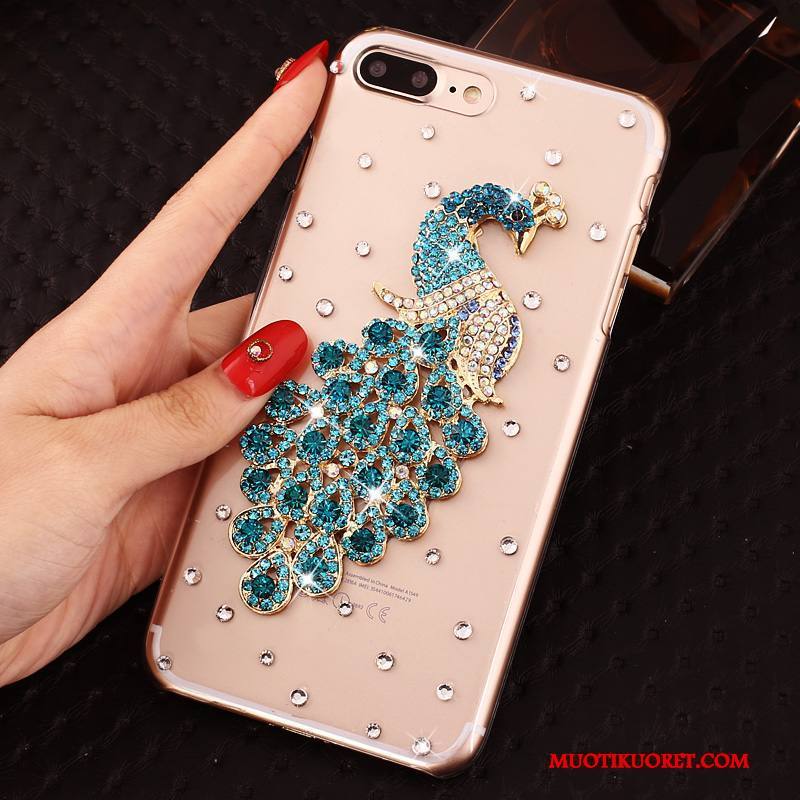 iPhone 8 Plus Kuori Rhinestone Inlay Strassi Suojaus Kotelo Läpinäkyvä Jauhe Puhelimen Kuoret