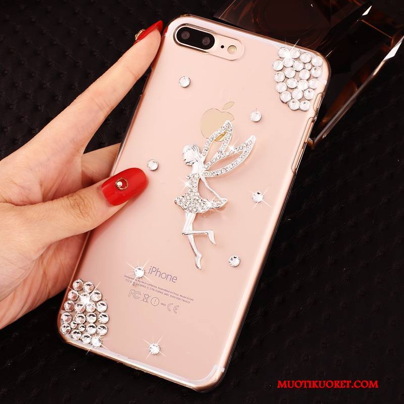 iPhone 8 Plus Kuori Rhinestone Inlay Strassi Suojaus Kotelo Läpinäkyvä Jauhe Puhelimen Kuoret