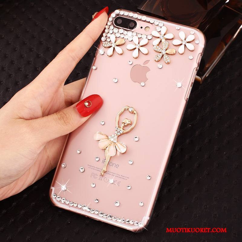 iPhone 8 Plus Kuori Rhinestone Inlay Strassi Suojaus Kotelo Läpinäkyvä Jauhe Puhelimen Kuoret