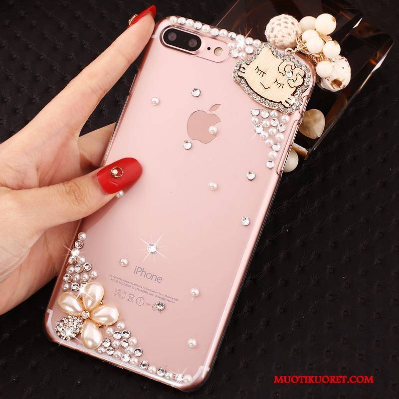 iPhone 8 Plus Kuori Rhinestone Inlay Strassi Suojaus Kotelo Läpinäkyvä Jauhe Puhelimen Kuoret