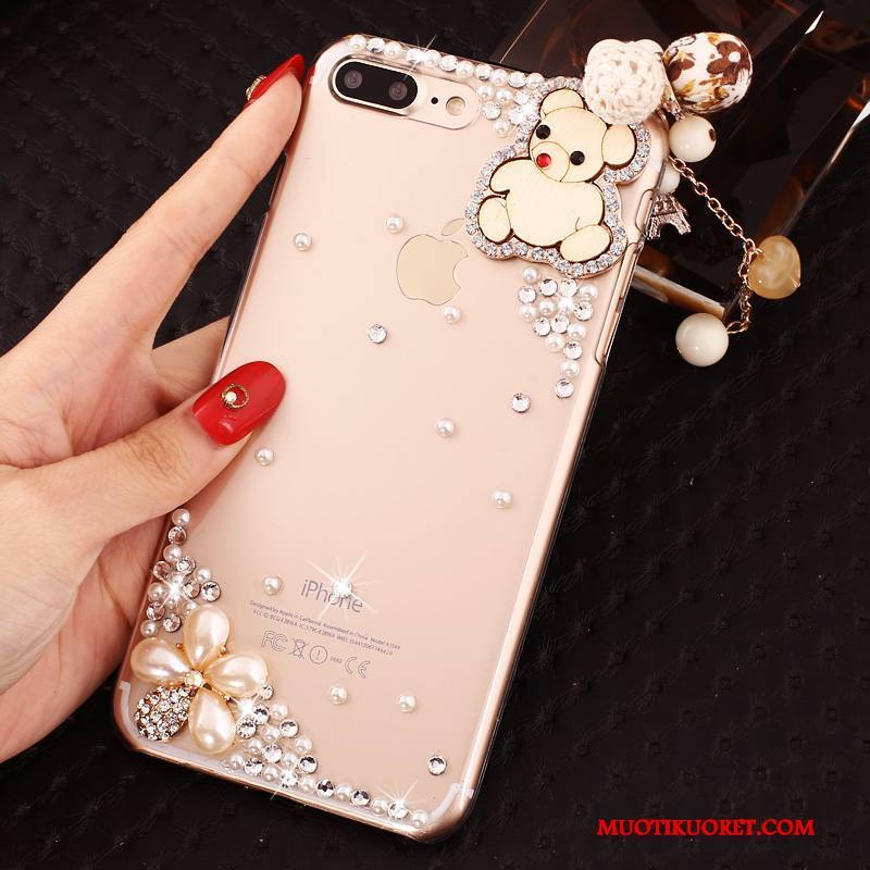 iPhone 8 Plus Kuori Rhinestone Inlay Strassi Suojaus Kotelo Läpinäkyvä Jauhe Puhelimen Kuoret