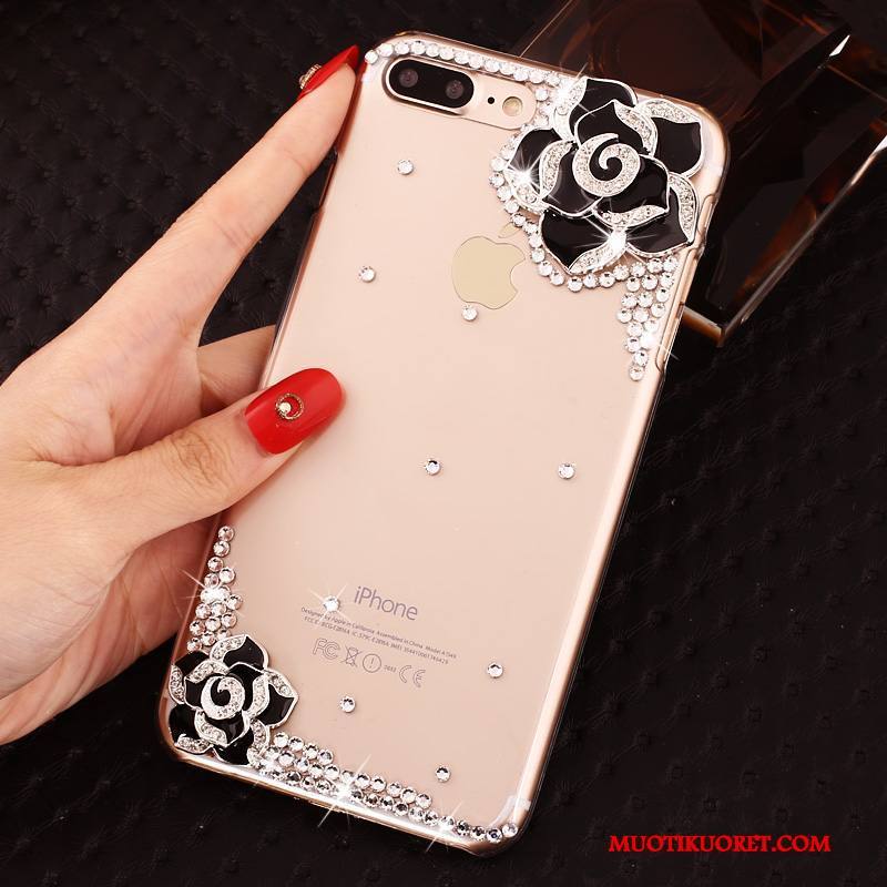 iPhone 8 Plus Kuori Rhinestone Inlay Strassi Suojaus Kotelo Läpinäkyvä Jauhe Puhelimen Kuoret