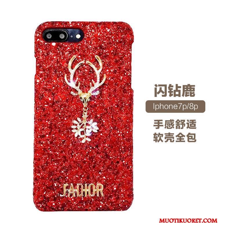 iPhone 8 Plus Kuori Strassi Ylellisyys Net Red Rhinestone Inlay Musta Puhelimen Kuoret Punainen