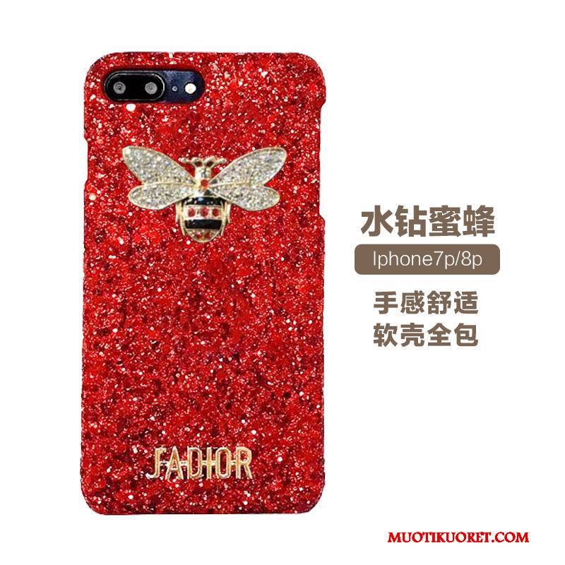 iPhone 8 Plus Kuori Strassi Ylellisyys Net Red Rhinestone Inlay Musta Puhelimen Kuoret Punainen