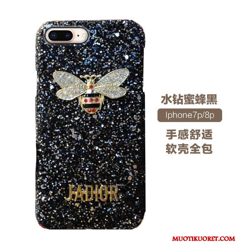 iPhone 8 Plus Kuori Strassi Ylellisyys Net Red Rhinestone Inlay Musta Puhelimen Kuoret Punainen