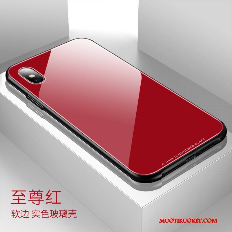 iPhone X Kuori Lasi Punainen Läpinäkyvä Puhelimen Kuoret Kotelo Ultra Uusi