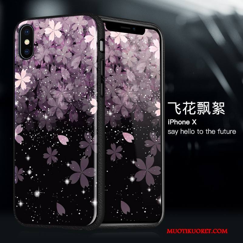 iPhone X Kuori Violetti Silikoni Ripustettavat Koristeet Murtumaton Net Red Ultra Lasi