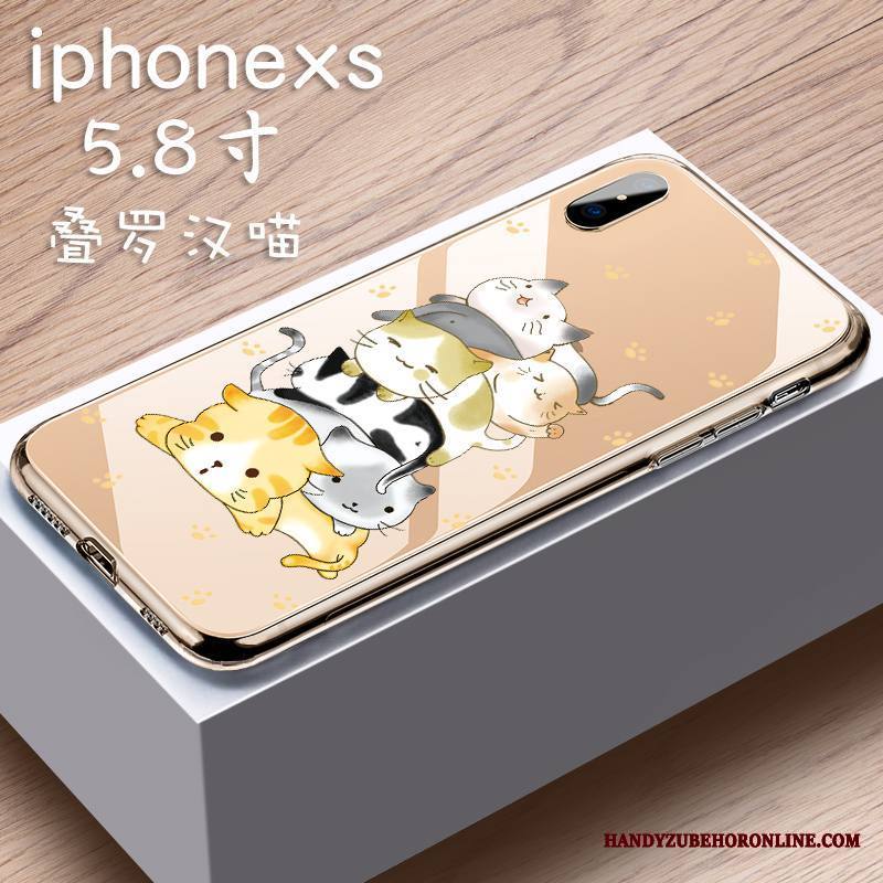 iPhone Xs Ylellisyys Yksinkertainen Kissa Ihana Kotelo Kuori Lasi