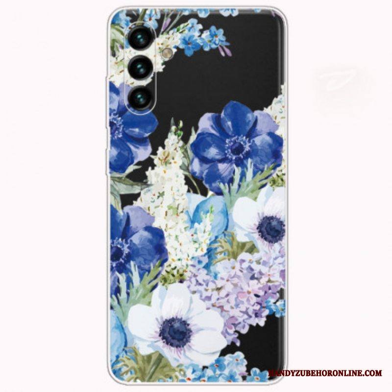 Case Samsung Galaxy A13 5G / A04s Akvarelli Siniset Kukat