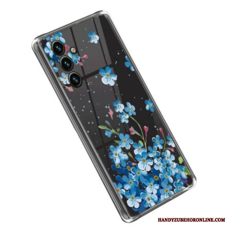 Case Samsung Galaxy A14 / A14 5G Saumattomat Siniset Kukat