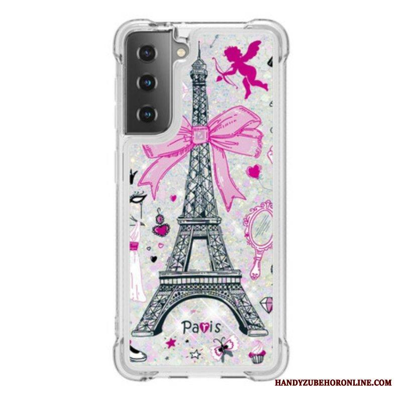 Case Samsung Galaxy S21 5G Eiffel-tornin Paljetteja