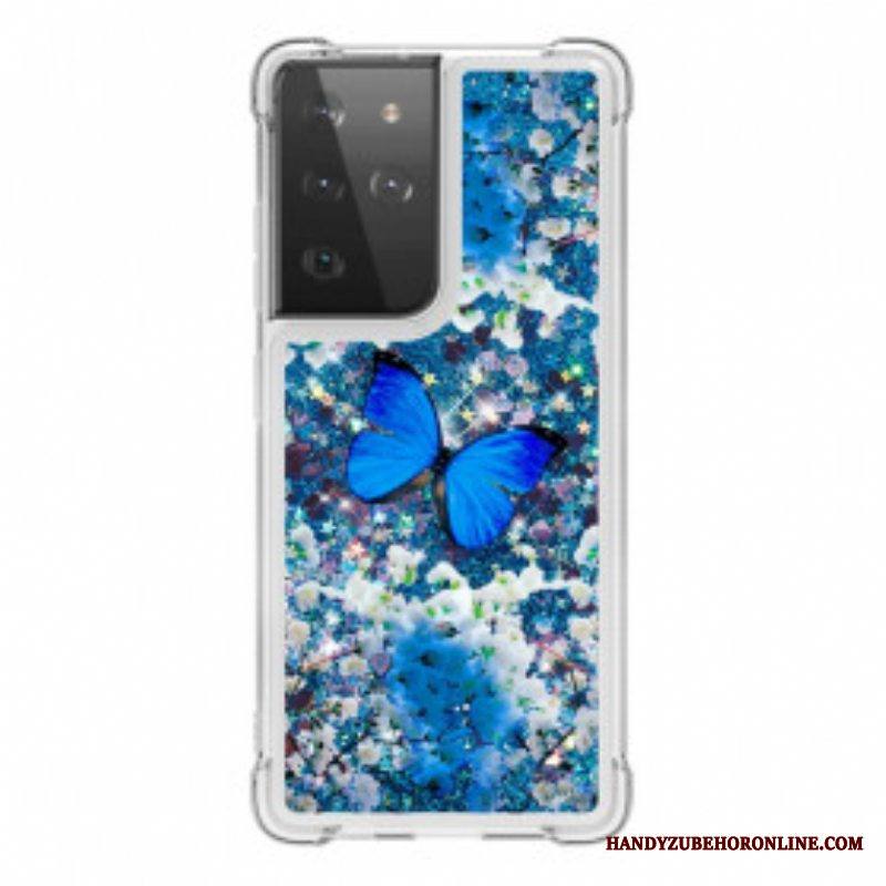 Case Samsung Galaxy S21 Ultra 5G Glitter Blue Perhoset