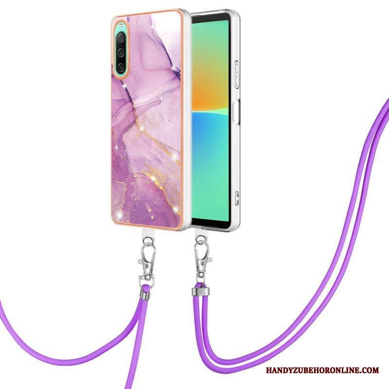 Case Sony Xperia 10 IV Kiristysnyörillä Marmorijohdolla