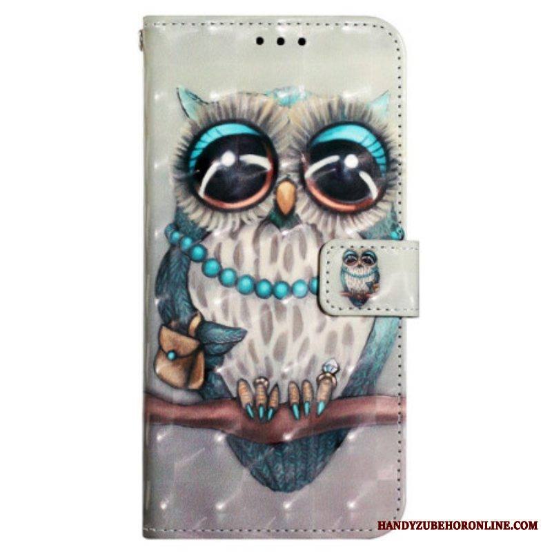 Flip Case Samsung Galaxy A13 Suojaketju Kuori Neiti Pöllö Hihnalla