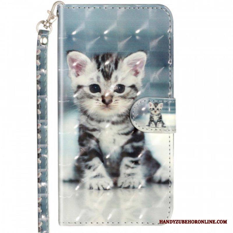 Flip Case Samsung Galaxy A53 5G Suojaketju Kuori Strappy Kitten