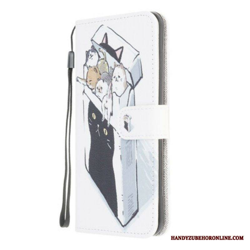 Flip Case Samsung Galaxy M12 / A12 Suojaketju Kuori Toimitus Thong Cats