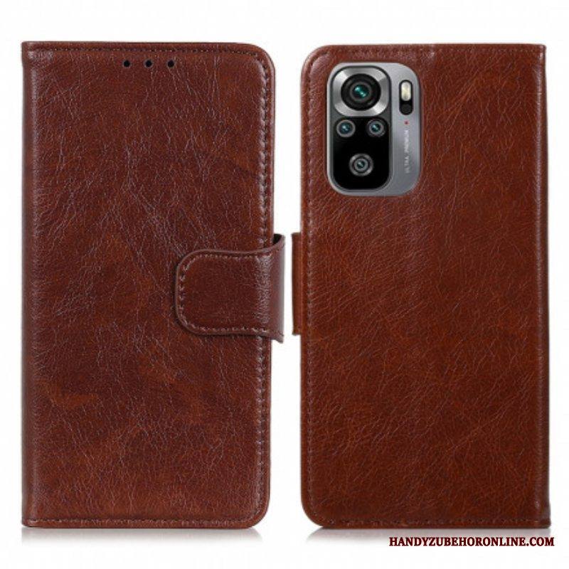 Flip Case Xiaomi Redmi Note 10 / 10S Halkaistu Nappan Nahka