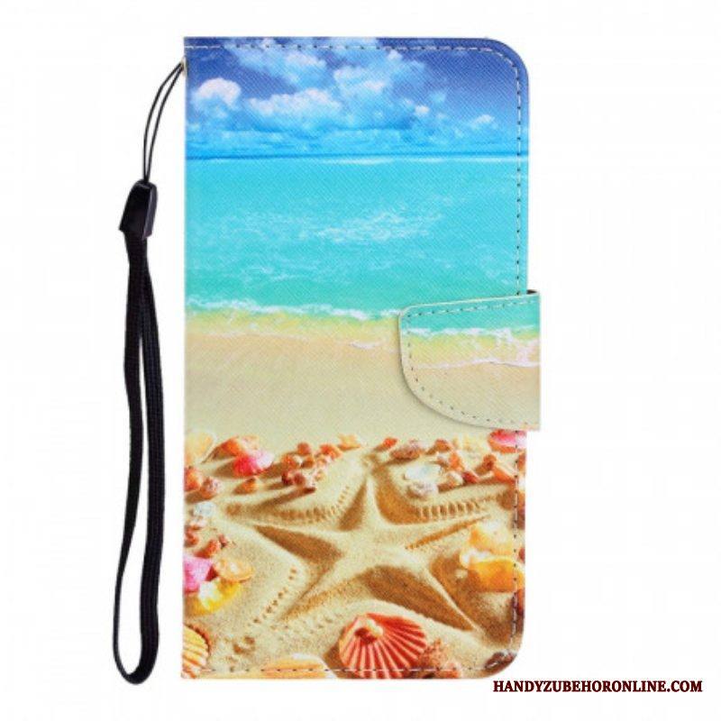 Flip Case Xiaomi Redmi Note 11 Pro Plus 5G Suojaketju Kuori Lanyard Beach