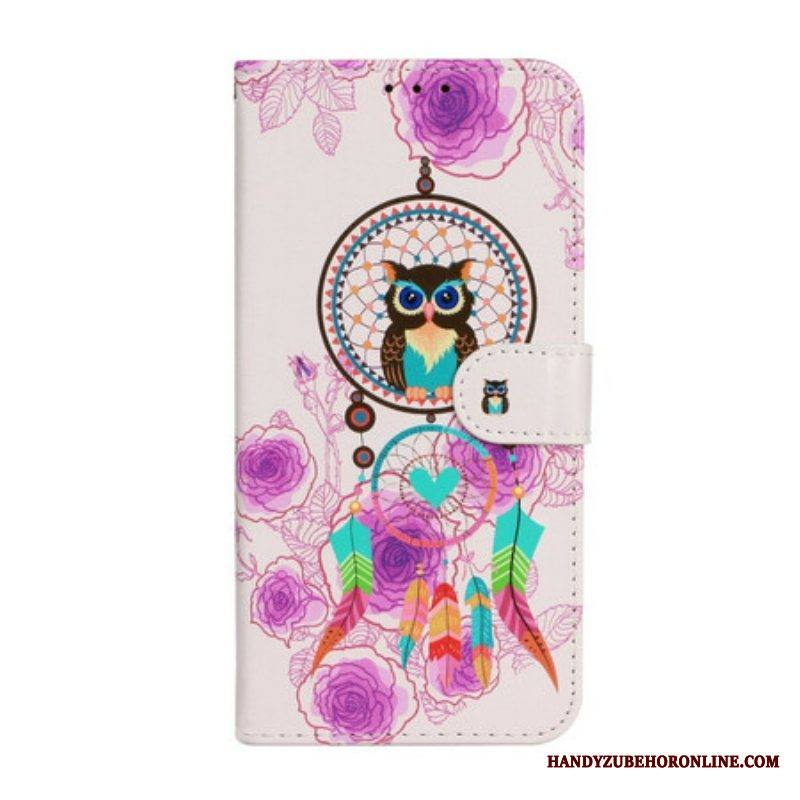 Flip Case iPhone 13 Mini Suojaketju Kuori Strappy Owl Mandala