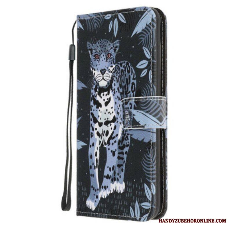 Flip Case iPhone 13 Pro Suojaketju Kuori Strappy Leopard