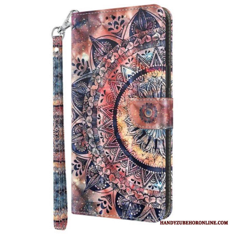 Flip Case iPhone 15 Pro Suojaketju Kuori Mandala Hihnalla