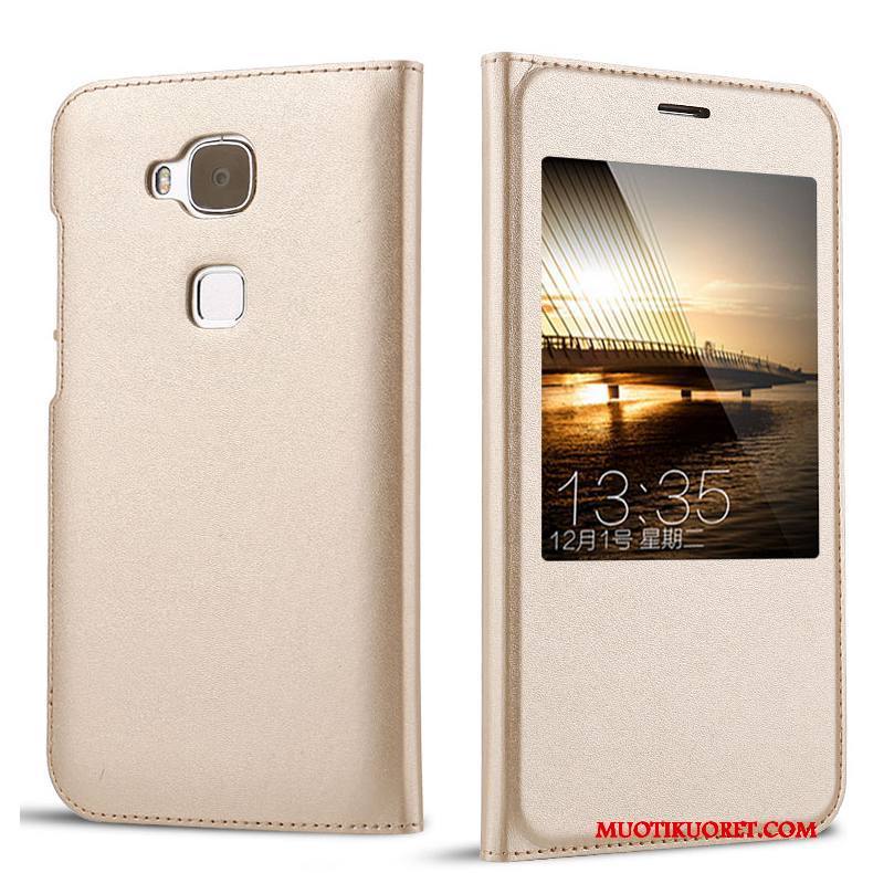 Huawei G7 Plus Kuori Puhelimen Kuoret Kotelo Kulta Suojaus Aito Nahka Nahkakotelo