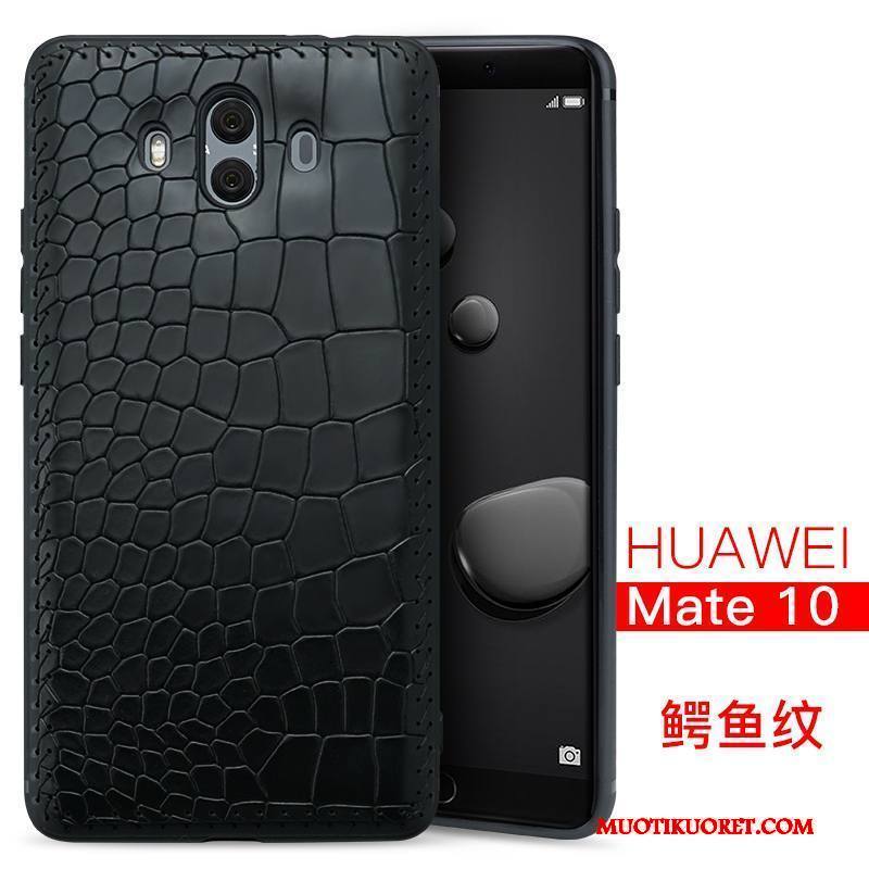 Huawei Mate 10 Kuori Aito Nahka Murtumaton Puhelimen Puhelimen Kuoret Kotelo Musta Suojaus