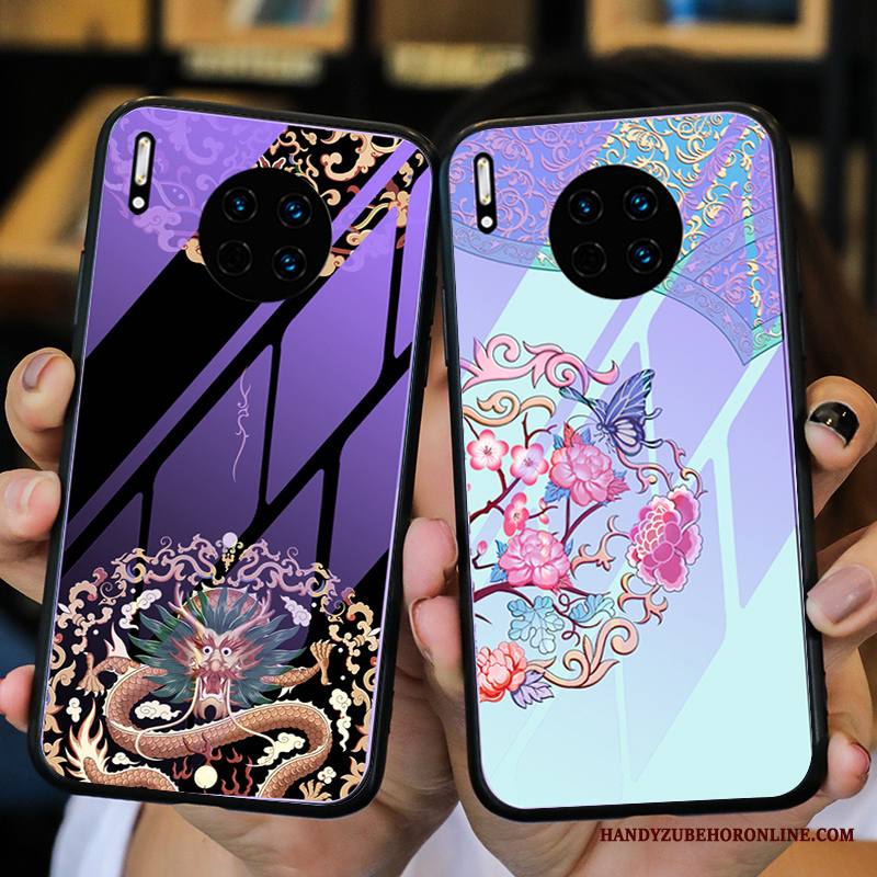 Huawei Mate 30 Pro Kuori Puhelimen Kuoret Ylellisyys All Inclusive Lasi Luova Violetti Kiinalainen Tyyli