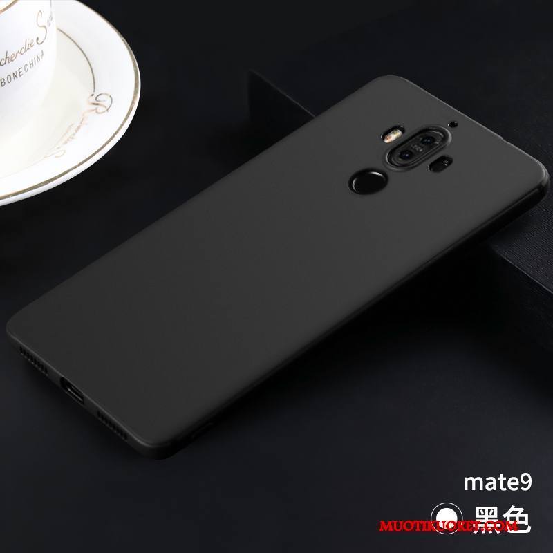 Huawei Mate 9 Pehmeä Neste Silikoni Pesty Suede Kuori All Inclusive Musta Suojaus