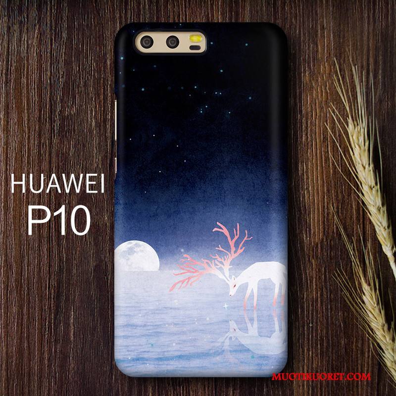 Huawei P10 Persoonallisuus Pesty Suede Kuori Puhelimen Sininen Kova Taide