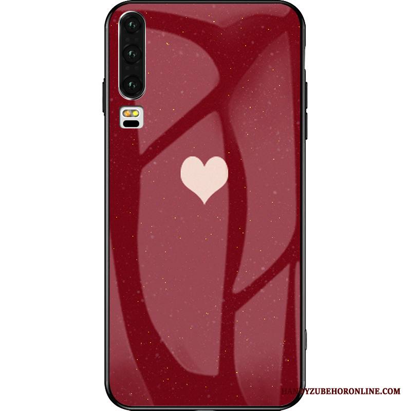 Huawei P30 Kuori Lasi Net Red Punainen All Inclusive Puhelimen Kuoret Murtumaton Tide-brändi
