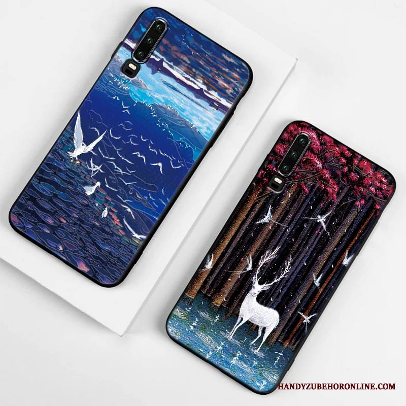 Huawei P30 Kuori Suojaus Pesty Suede Yksinkertainen Silikoni Kohokuviointi Ultra Puhelimen Kuoret