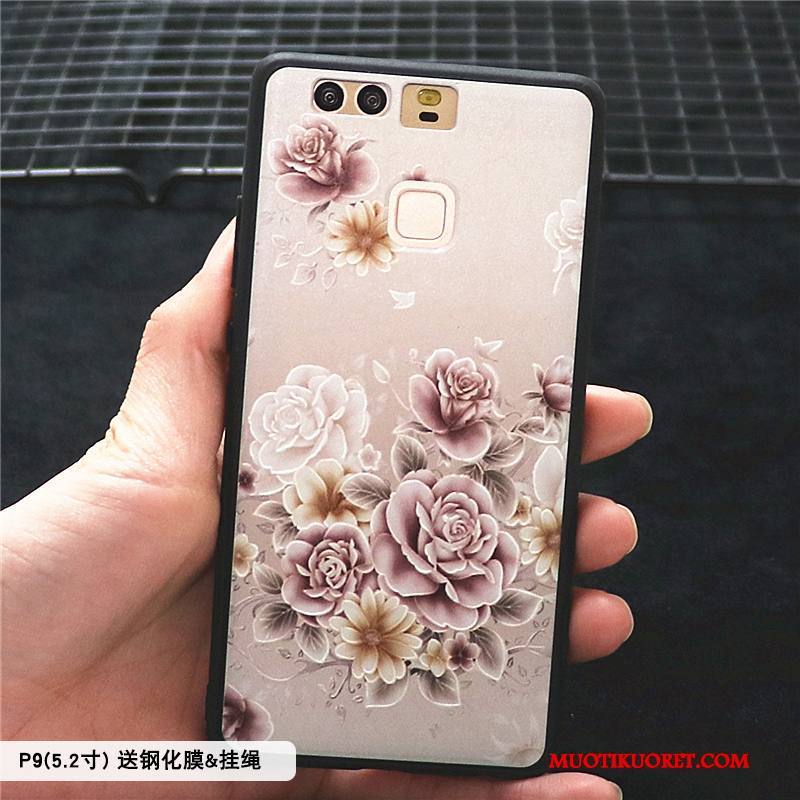 Huawei P9 Plus Kuori Hemming Valkoinen Suojaus Kohokuviointi Pesty Suede Puhelimen Kuoret Kotelo