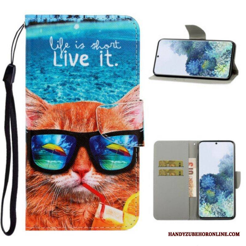 Kotelot Samsung Galaxy S21 5G Suojaketju Kuori Cat Live It Strappy