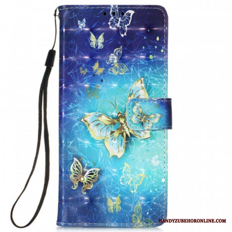 Kotelot Samsung Galaxy S22 Ultra 5G Golden Butterflies Kaulanauha