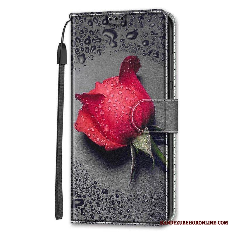 Kotelot Samsung Galaxy S22 Ultra 5G Ruusuja Kaulanauhalla
