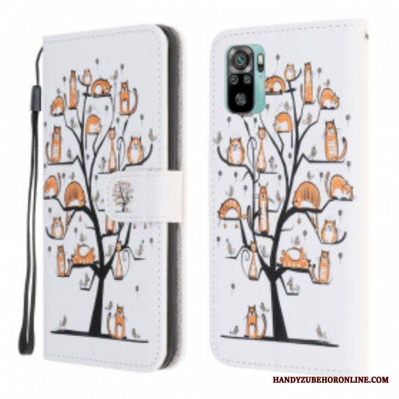 Kotelot Xiaomi Redmi Note 10 / 10S Suojaketju Kuori Funky Cats Hihnalla