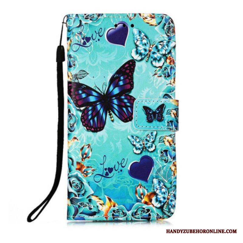 Kotelot iPhone 13 Pro Suojaketju Kuori Love Butterflies Strappy