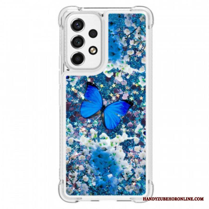 Kuori Samsung Galaxy A53 5G Glitter Blue Perhoset