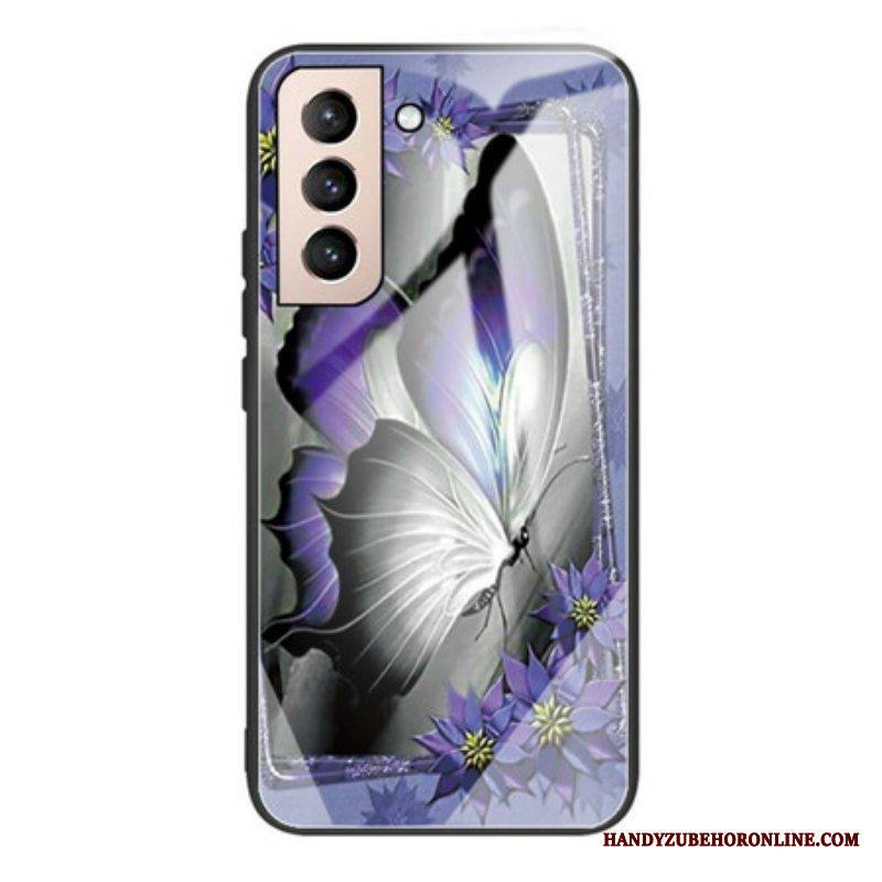 Kuori Samsung Galaxy S21 FE Purple Butterfly Karkaistu Lasi