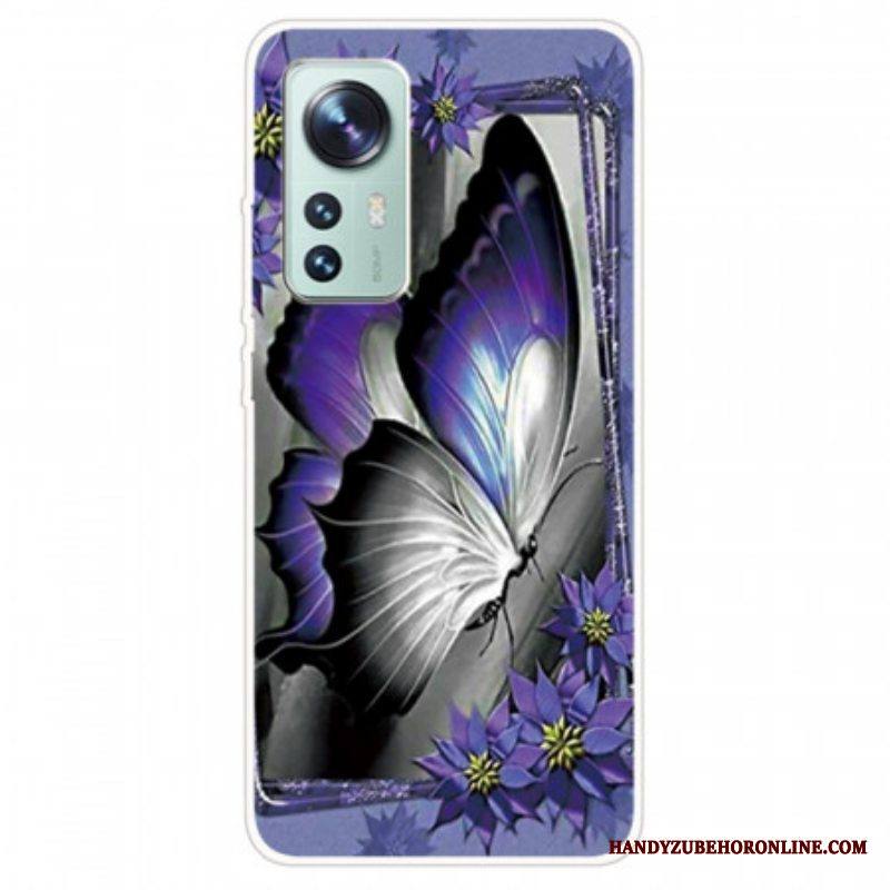 Kuori Xiaomi 12 / 12X Violetti Butterfly Silikoni