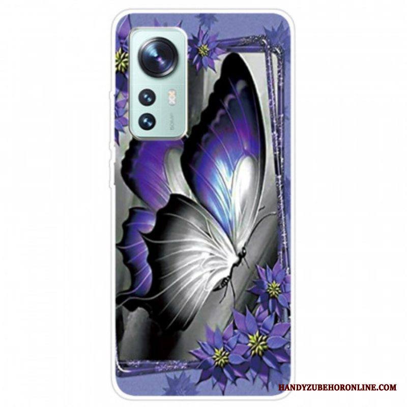Kuori Xiaomi 12 Pro Violetti Butterfly Silikoni
