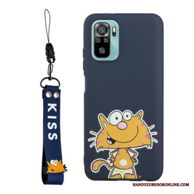 Kuori Xiaomi Redmi Note 10 / 10S Cat With Lanyard Kiss