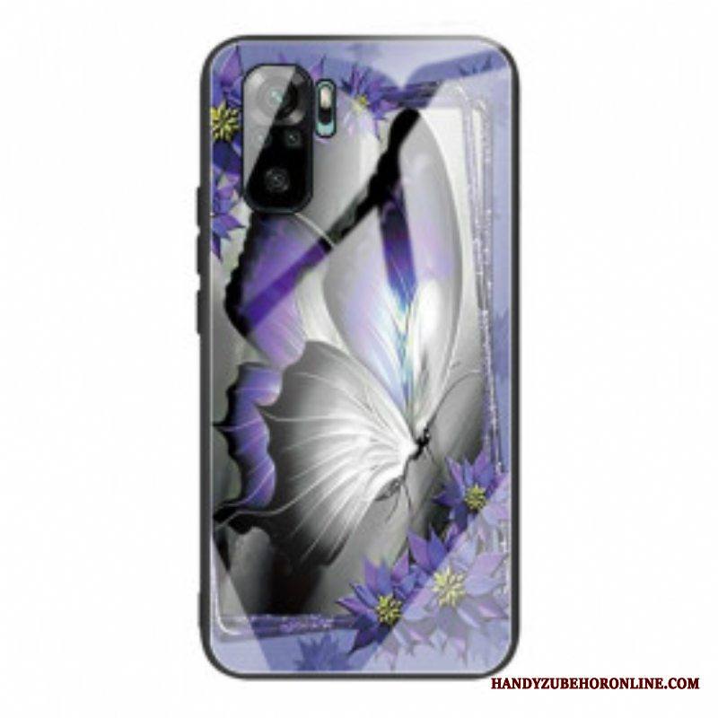 Kuori Xiaomi Redmi Note 10 / 10S Purple Butterfly Karkaistu Lasi