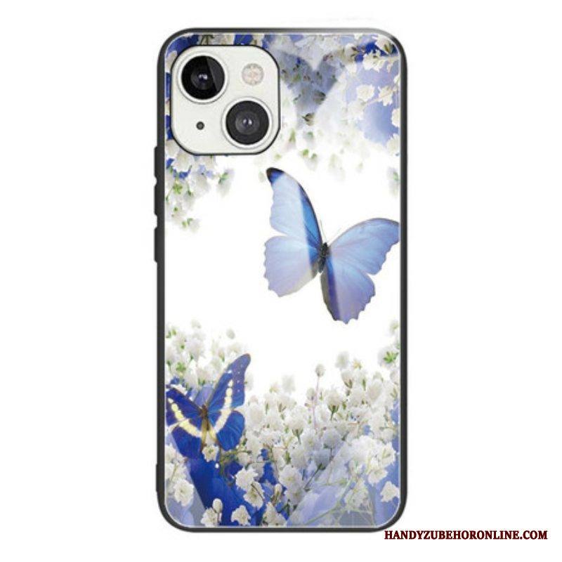 Kuori iPhone 13 Mini Butterflies Design Karkaistu Lasi