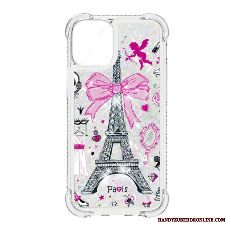 Kuori iPhone 13 Pro Eiffel-tornin Paljetteja
